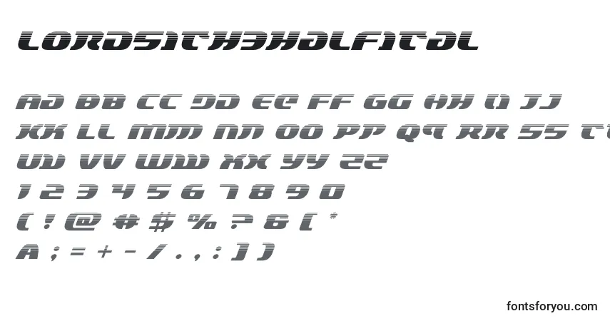 A fonte Lordsith3halfital (132904) – alfabeto, números, caracteres especiais