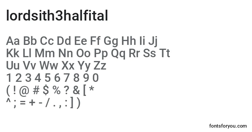 A fonte Lordsith3halfital (132905) – alfabeto, números, caracteres especiais
