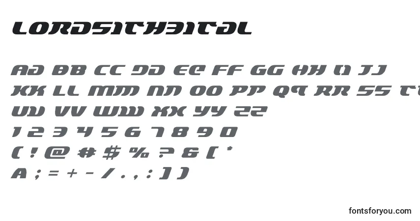 Schriftart Lordsith3ital (132906) – Alphabet, Zahlen, spezielle Symbole