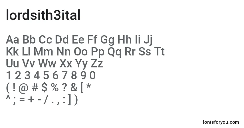 Lordsith3ital (132907) Font – alphabet, numbers, special characters