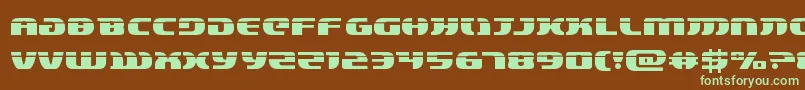 フォントlordsith3laser – 緑色の文字が茶色の背景にあります。