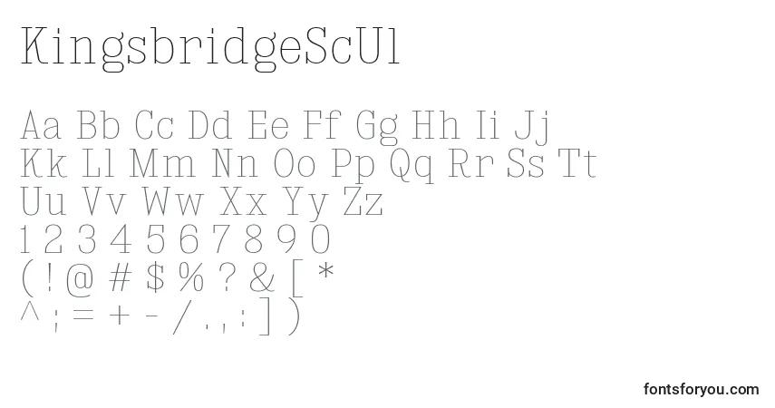 A fonte KingsbridgeScUl – alfabeto, números, caracteres especiais