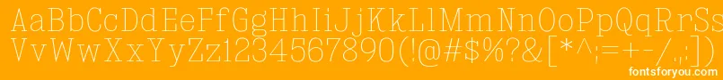 Fonte KingsbridgeScUl – fontes brancas em um fundo laranja