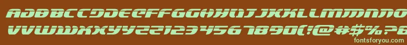 フォントlordsith3laserital – 緑色の文字が茶色の背景にあります。