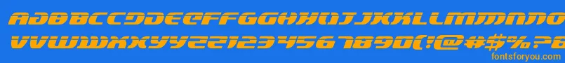 フォントlordsith3laserital – オレンジ色の文字が青い背景にあります。