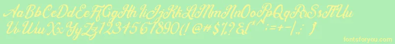 Lorea Font – Yellow Fonts on Green Background