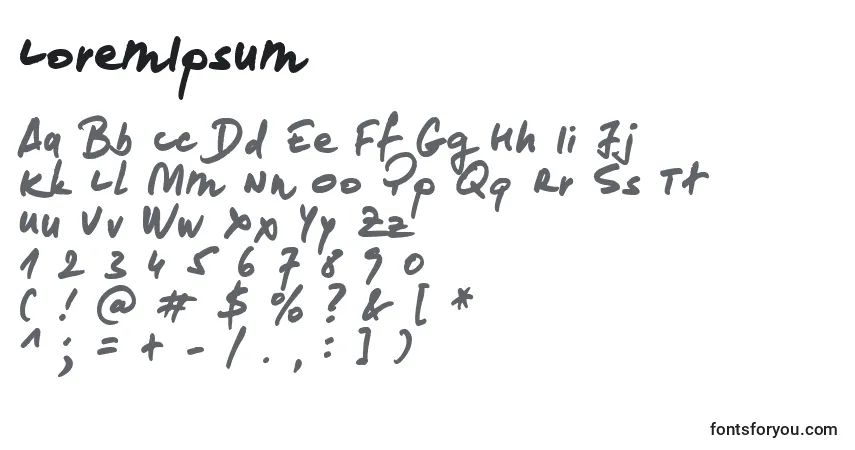 Schriftart LoremIpsum (132917) – Alphabet, Zahlen, spezielle Symbole