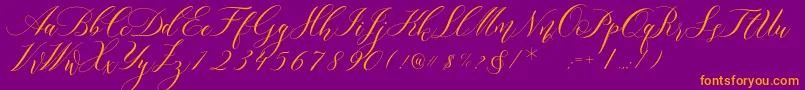 Lorriana Demo-Schriftart – Orangefarbene Schriften auf violettem Hintergrund