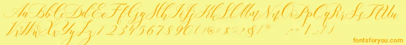 Lorriana Demo-Schriftart – Orangefarbene Schriften auf gelbem Hintergrund