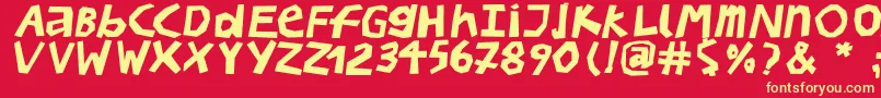 フォントBullerbupapercutBoldoblique – 黄色の文字、赤い背景