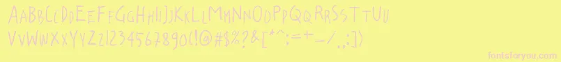lossboom-fontti – vaaleanpunaiset fontit keltaisella taustalla