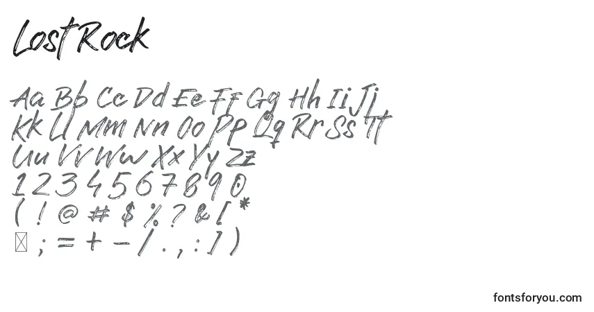 Schriftart Lost Rock – Alphabet, Zahlen, spezielle Symbole