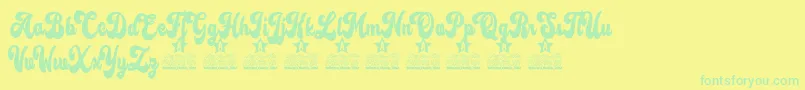 Lost Sunset Personal Use Font – Green Fonts on Yellow Background