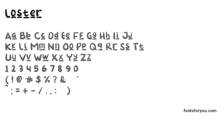 Шрифт Loster – алфавит, цифры, специальные символы