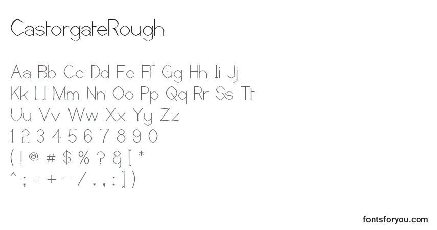 Czcionka CastorgateRough – alfabet, cyfry, specjalne znaki