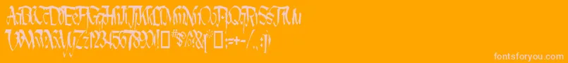 Lotharus Wide Top Font – Pink Fonts on Orange Background
