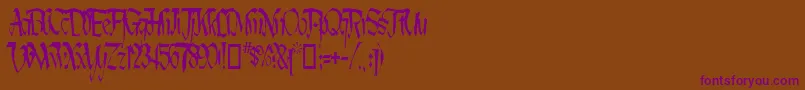Lotharus Wide Top-Schriftart – Violette Schriften auf braunem Hintergrund