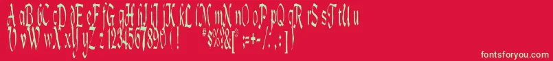 フォントLotharus – 赤い背景に緑の文字