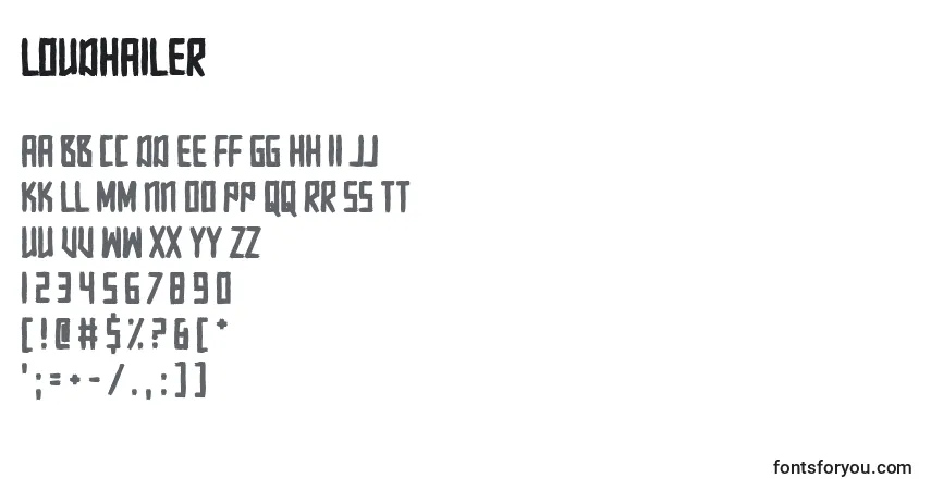 Fuente Loudhailer - alfabeto, números, caracteres especiales