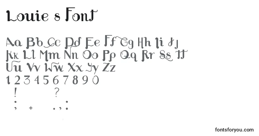 A fonte Louie s Font – alfabeto, números, caracteres especiais