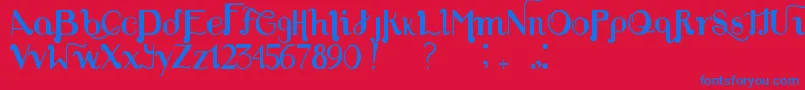 Louie s Font-Schriftart – Blaue Schriften auf rotem Hintergrund