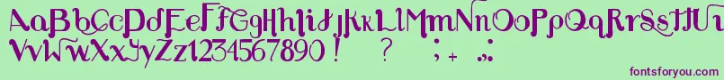 Czcionka Louie s Font – fioletowe czcionki na zielonym tle