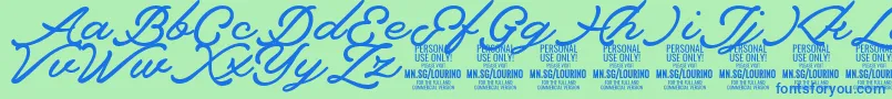 Lourino PERSONAL USE ONLY Font – Blue Fonts on Green Background