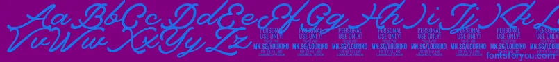 フォントLourino PERSONAL USE ONLY – 紫色の背景に青い文字