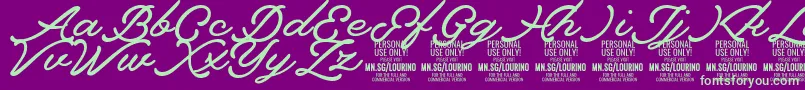 Шрифт Lourino PERSONAL USE ONLY – зелёные шрифты на фиолетовом фоне