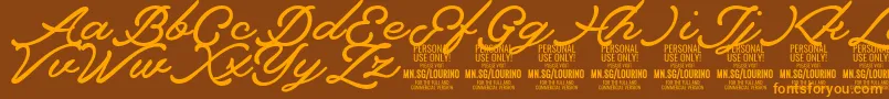 Lourino PERSONAL USE ONLY-Schriftart – Orangefarbene Schriften auf braunem Hintergrund