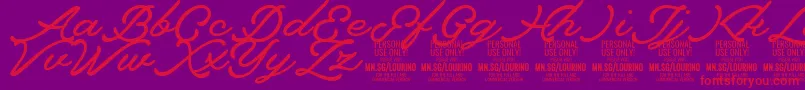 Lourino PERSONAL USE ONLY Font – Red Fonts on Purple Background