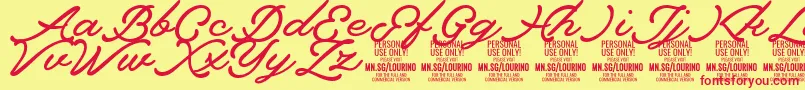 Шрифт Lourino PERSONAL USE ONLY – красные шрифты на жёлтом фоне