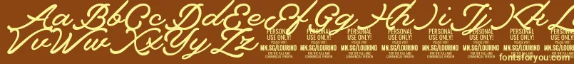 Lourino PERSONAL USE ONLY Font – Yellow Fonts on Brown Background