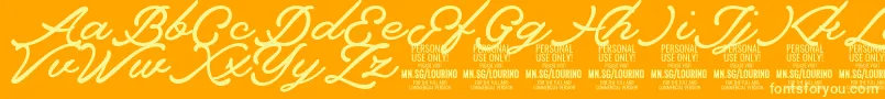 Lourino PERSONAL USE ONLY Font – Yellow Fonts on Orange Background