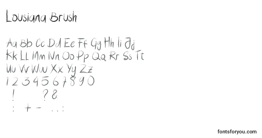 Czcionka Lousiana Brush – alfabet, cyfry, specjalne znaki