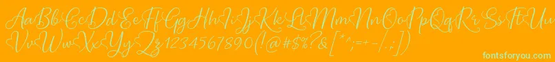 Lova Valove Font by 7NTypes-Schriftart – Grüne Schriften auf orangefarbenem Hintergrund