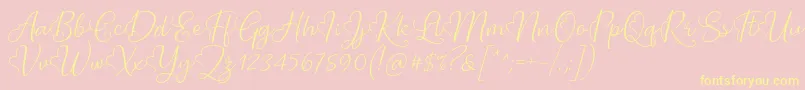 Lova Valove Font by 7NTypes-Schriftart – Gelbe Schriften auf rosa Hintergrund