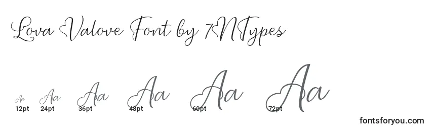 Größen der Schriftart Lova Valove Font by 7NTypes