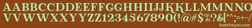フォントLova Valove Serif Font by 7NTypes – 緑色の文字が茶色の背景にあります。