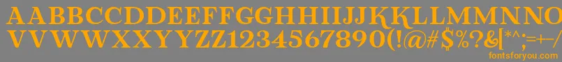 フォントLova Valove Serif Font by 7NTypes – オレンジの文字は灰色の背景にあります。