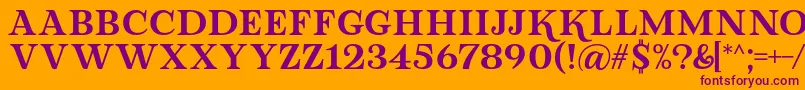 Шрифт Lova Valove Serif Font by 7NTypes – фиолетовые шрифты на оранжевом фоне
