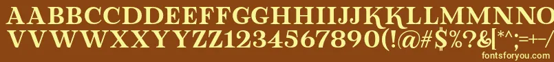 Lova Valove Serif Font by 7NTypes-fontti – keltaiset fontit ruskealla taustalla