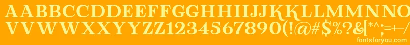 Lova Valove Serif Font by 7NTypes-Schriftart – Gelbe Schriften auf orangefarbenem Hintergrund