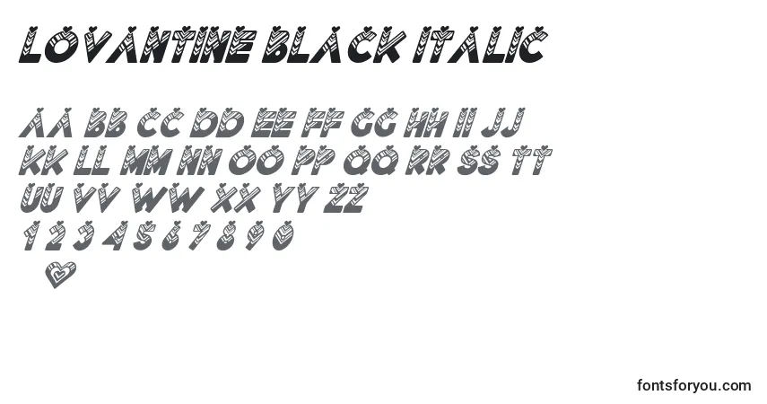 Schriftart Lovantine Black italic – Alphabet, Zahlen, spezielle Symbole