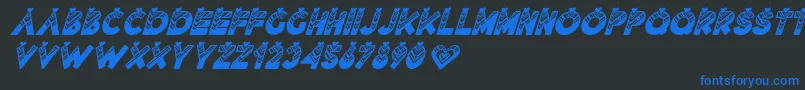フォントLovantine Black italic – 黒い背景に青い文字