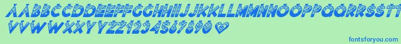 Шрифт Lovantine Black italic – синие шрифты на зелёном фоне