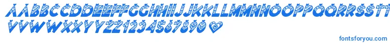 フォントLovantine Black italic – 白い背景に青い文字