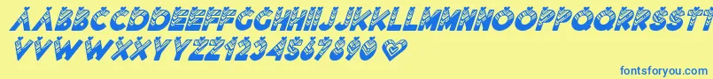 Lovantine Black italic-fontti – siniset fontit keltaisella taustalla