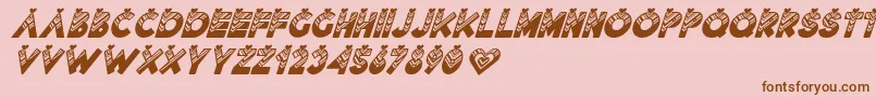 フォントLovantine Black italic – ピンクの背景に茶色のフォント