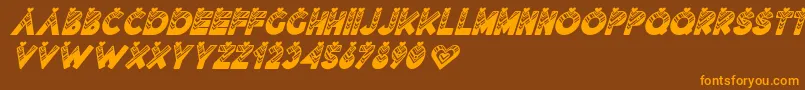 フォントLovantine Black italic – オレンジ色の文字が茶色の背景にあります。